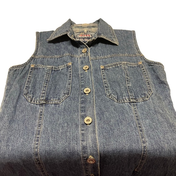 Vintage Bill Blass Denim Sleeveless Button Front Jean Dress Sz Small - Picture 5 of 10